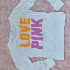 Victoria's Secret White Sequin Relaxed Sweatshirt